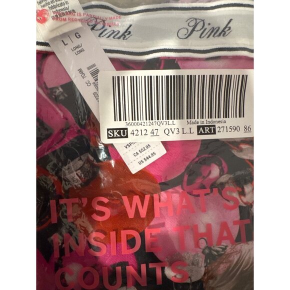 Pink & Red ornament Print Wide-Leg Pajama Pants - Picture 3 of 3